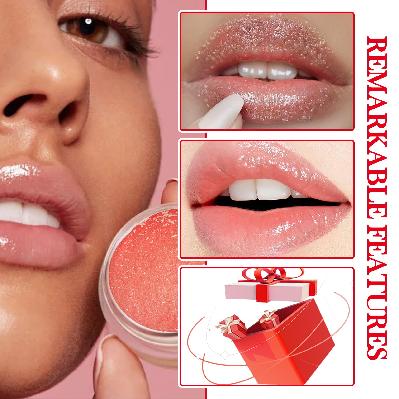 Kit de 2 unidades de exfoliante labial acondicionador de fresa y naranja, máscara hidratante para dormir de labios de larga duración, exfoliante de labios, productos para el cuidado de los labios para 5