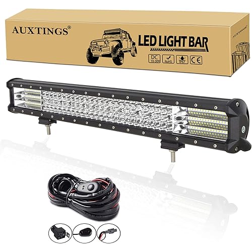 AUXTINGS 23 inch 570W LED Light Bar 4 Row Spot Flood Combo Beam Off Road Lights Work Light with Wiring Harness for Vehicle Jeep Trucks SUV ATV UTV Boat Lights, 12V 24V Waterproof