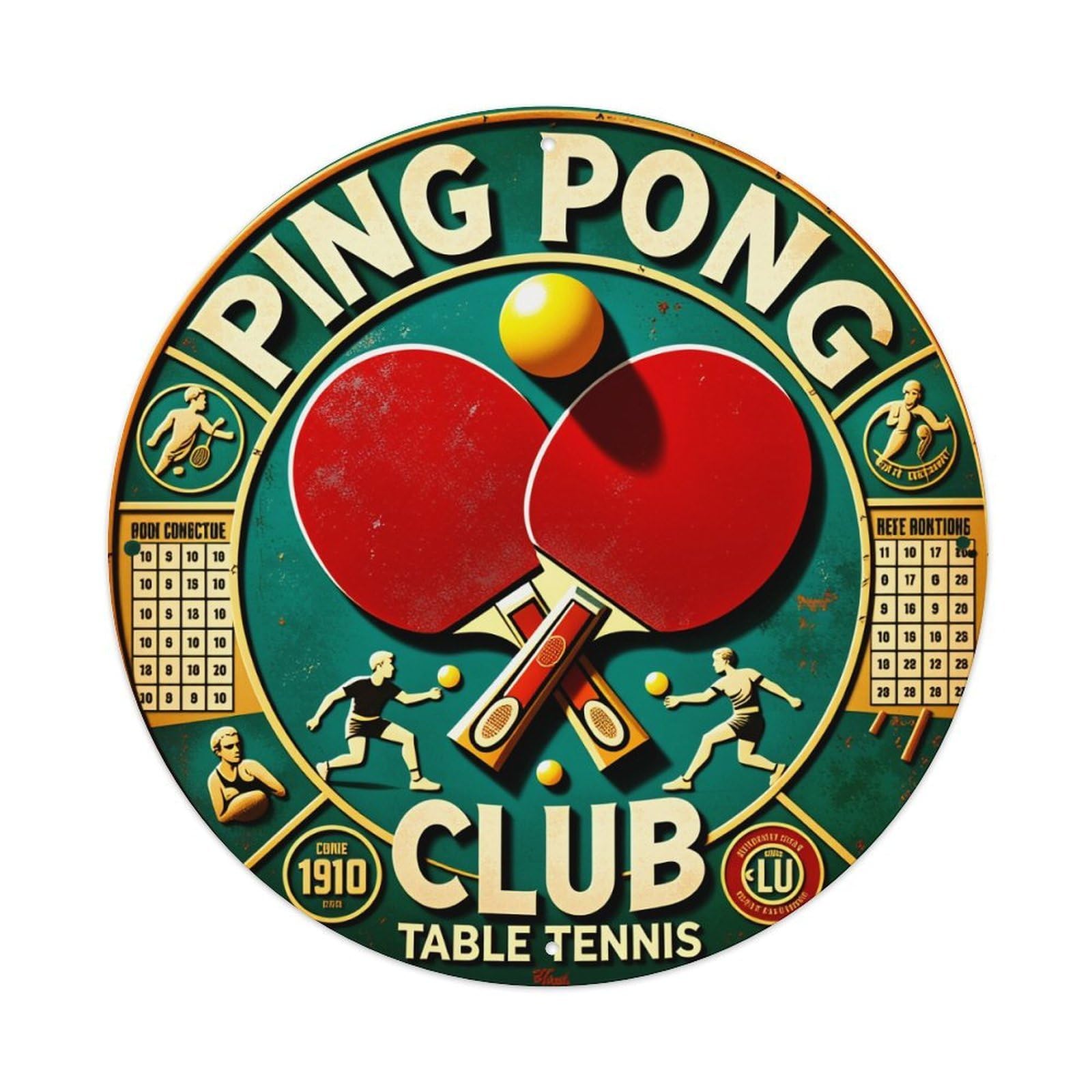 Ping Pong Club Table Tennis Metal Tin Sign Vintage Garden Bedroom Cafe Bar Man Cave Home Wall Decor Metal Poster 8x8 inches