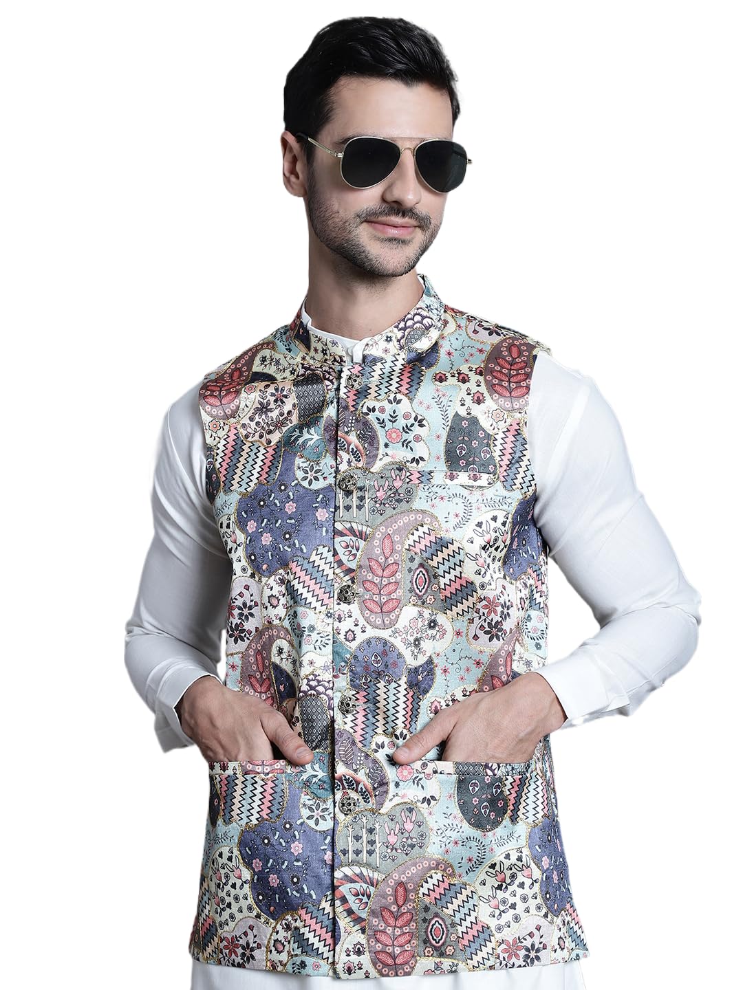 jompers Men's Printed With Zari Work Waistcoat-picture-13