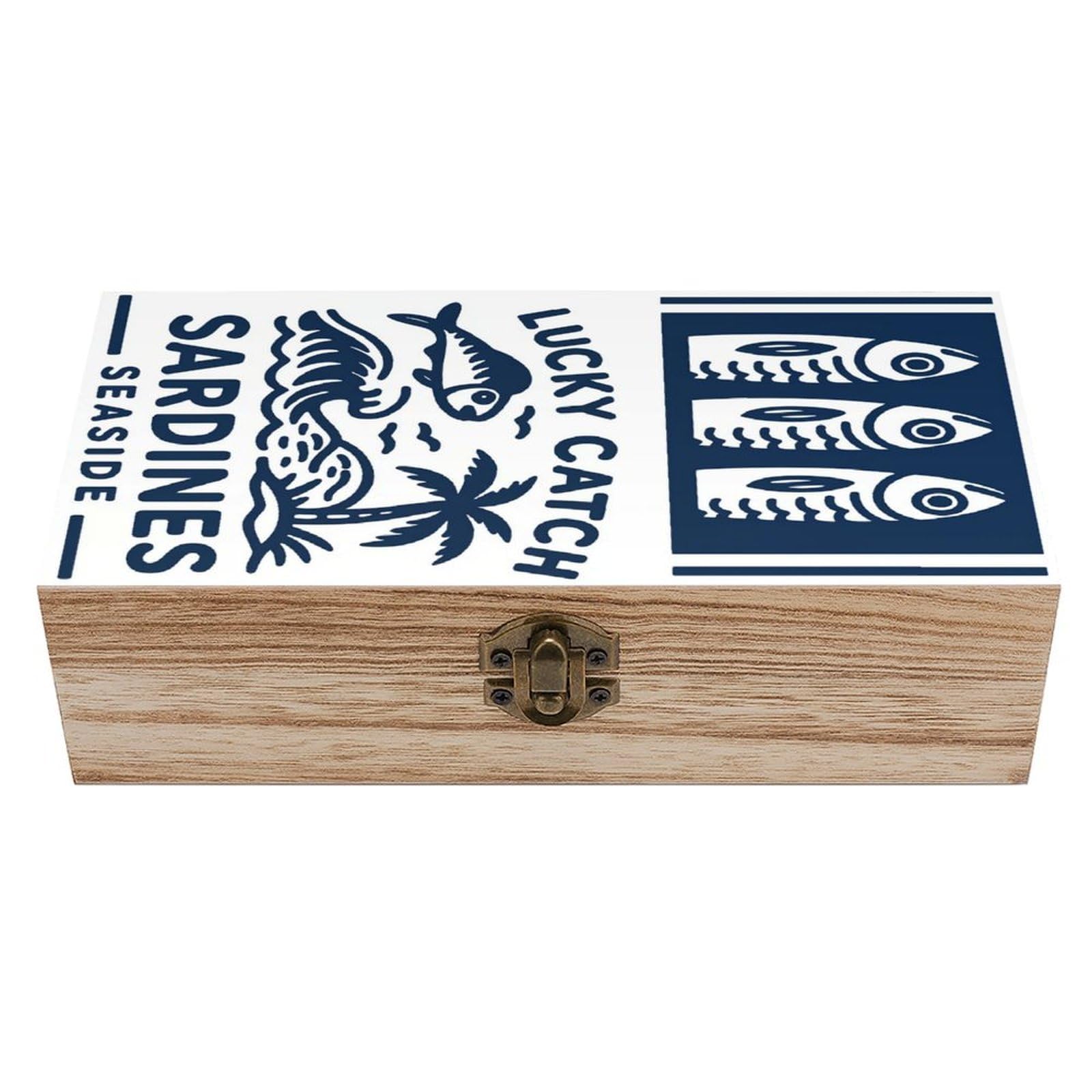 asbwuo Sardines Vintage Wooden Keepsake Box