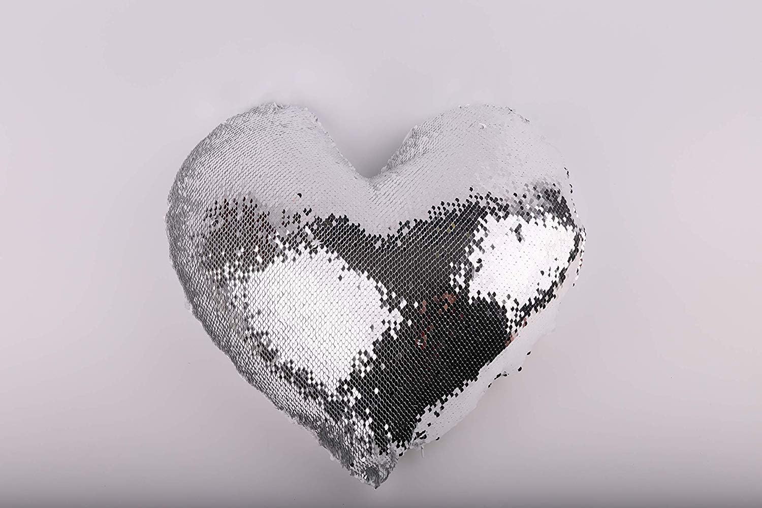 10 Pack Christmas Sublimation Blank Pillow Case Heart Shape Covers 18x14 inch Reversible Sequin Magic Swipe Pillow Cases with Zipper for Couch Sofa Bed Decorative Cushion Cover