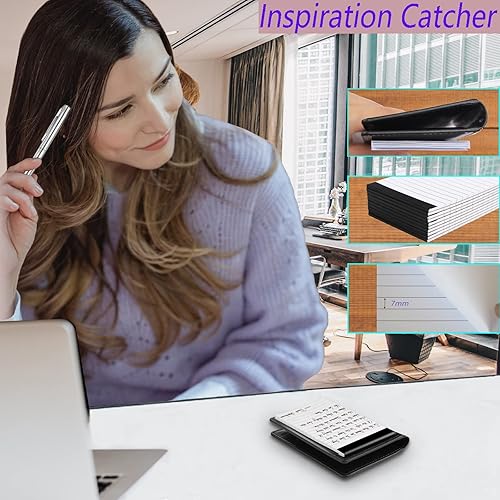 Miniatura 5 de Juego de 13 bloc de notas de bolsillo, incluye soporte de cuero para bloc de notas, paquete de 10 recambios de cuaderno pequeño de 3 x 5 pulgadas,