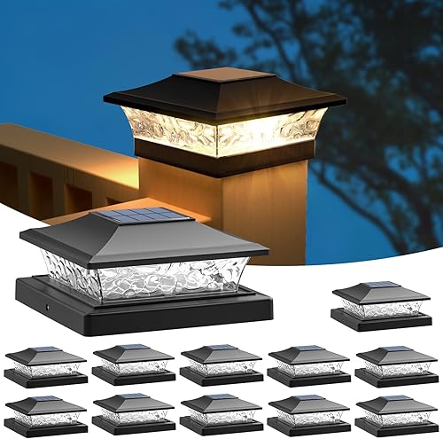 Miniatura 9 de APONUO Luces solares para tapa de poste de 15 lúmenes, luces solares de poste de 4 x 4, 2 modos de color al aire libre, impermeables para tapas de