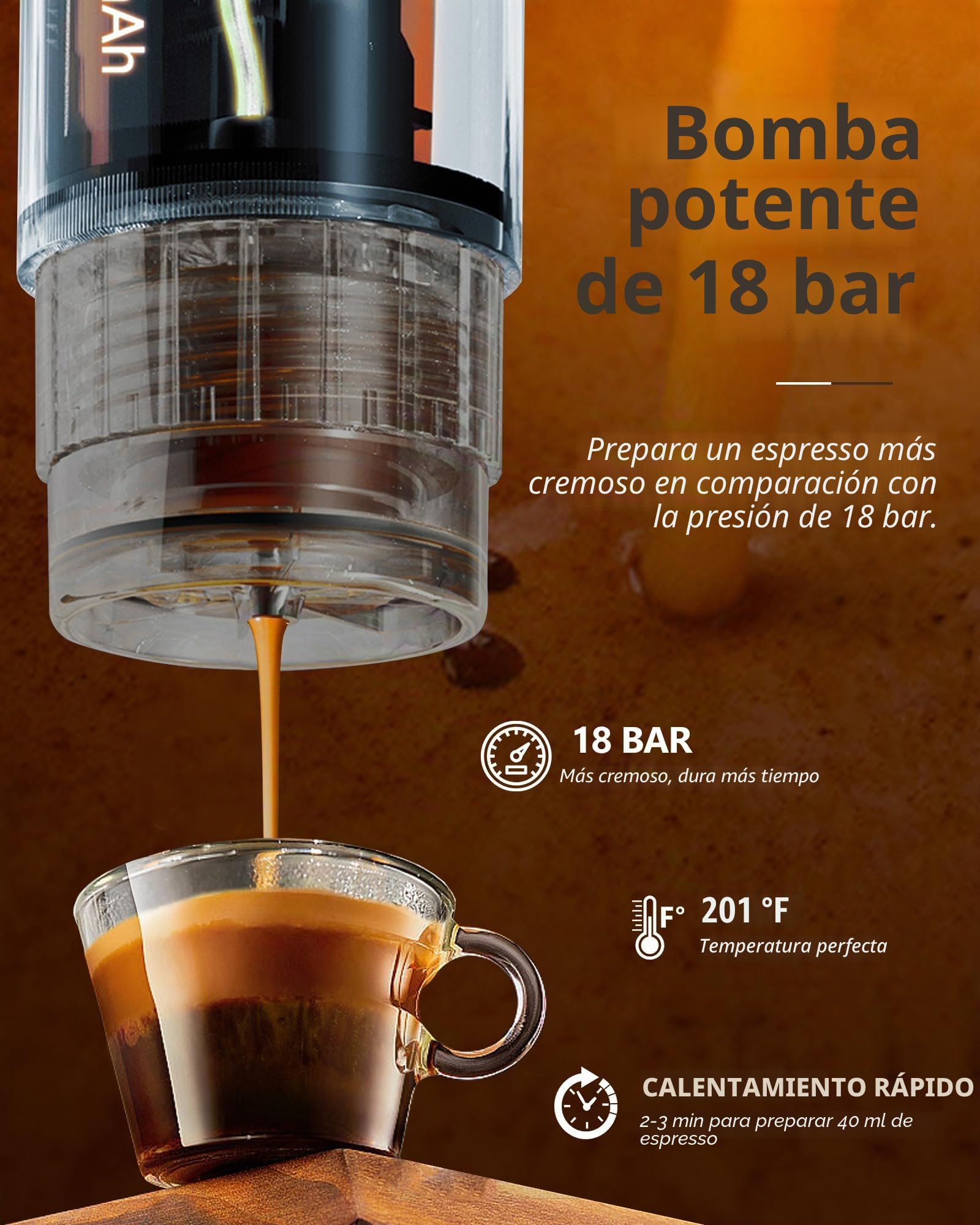 CONQUECO Cafetera Portátil con Cápsula de Espresso - 12V Máquina de Café Electrica con Batería - para Coche Camión y Viajes - Compatible con Cápsulas Originales Nespresso y Cápsula L'or
