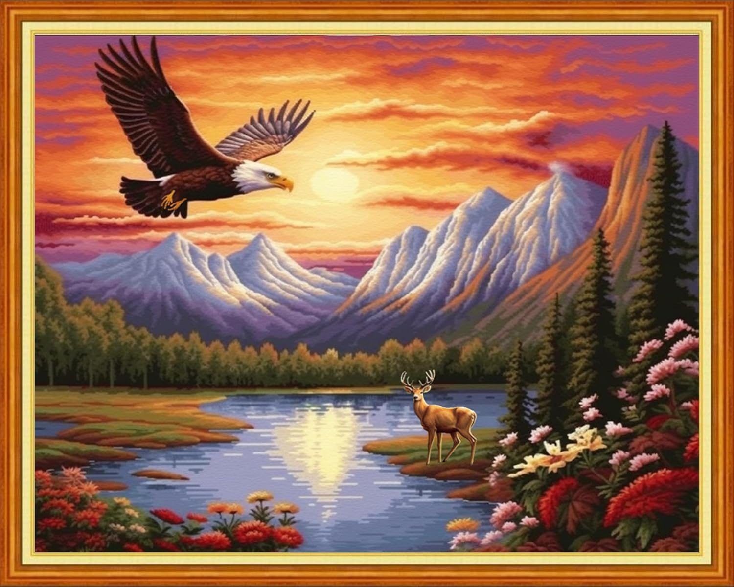 LEYIUYIU 5D Diamond Painting Kit: DIY Creative Wall Decor Craft Kit Designed for Adults and Beginners - Eagle and Elk - 40x50cm