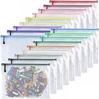 Vista 22 de 18 unidades, bolsas de malla de plástico con cremallera para documentos, carpetas de archivos con cremallera para suministros de oficina, viajes