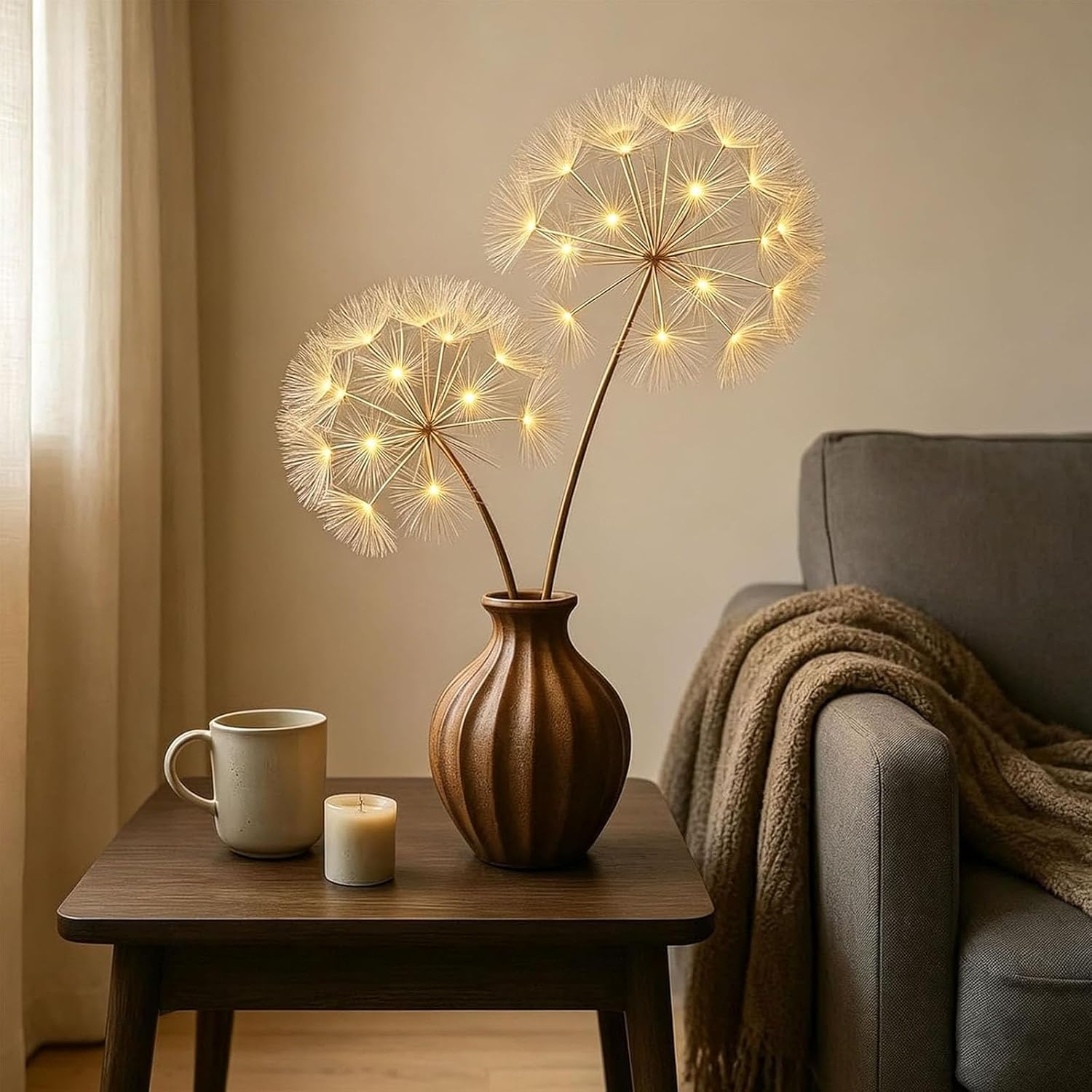 Dandelion Lamp - Blissful Bright Dandelions, Dandelion Lights Indoor, Lighted Dandelions, Decor for Home Decor, Bedroom, Living Room, Wedding Centerpiece (No Bottle) (1pcs) (1pcs)