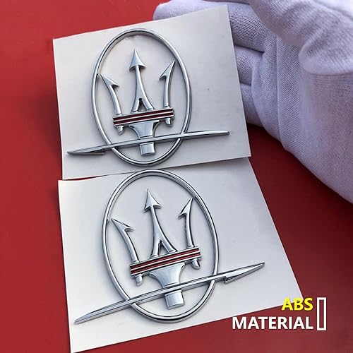 Miniatura 5 de 2 calcomanías con emblema de Trident para puerta lateral, 3D para ventana trasera, accesorios de la serie Ghiblii (rojo cromado)