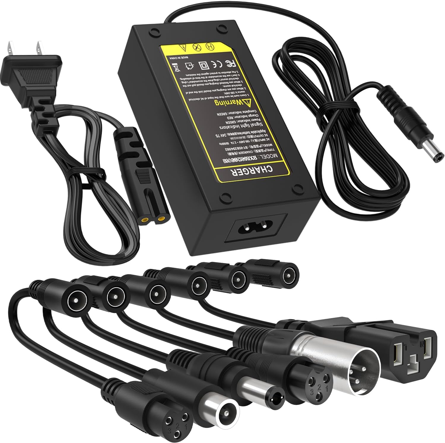 42V/36V Charger Universal Compatible with Razor, Jetson, Voyage, Gotrax, Ninebot and More-7 Plugs Power Cord Replacment