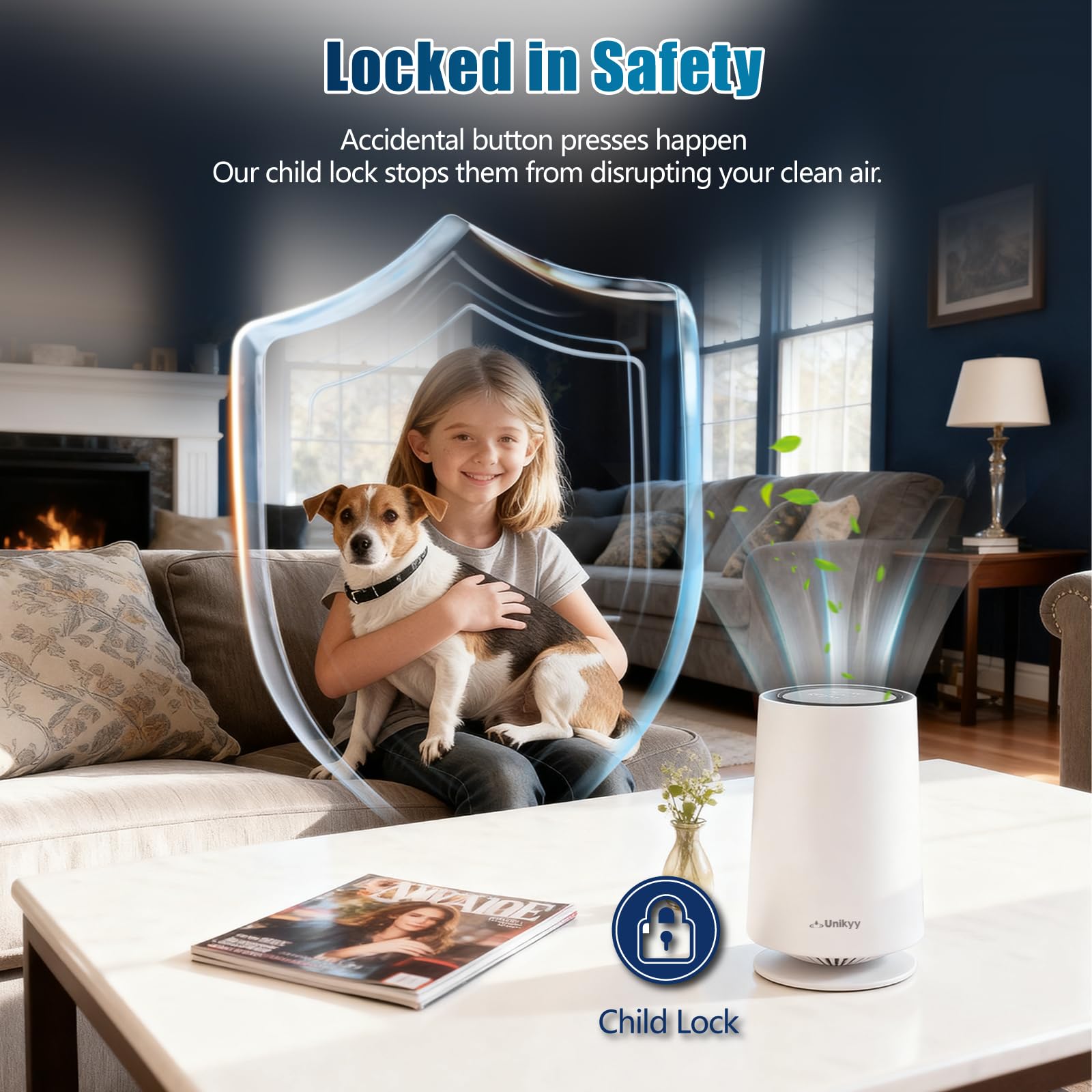 Air Purifiers for Bedroom,Home,Office,Dorm, HEPA Air Filter Super Quiet with LED Night Light,USB,for Smoke Pollen Pets Dust Odors in Office Desktop Air Cleaner,LumiAir Mini