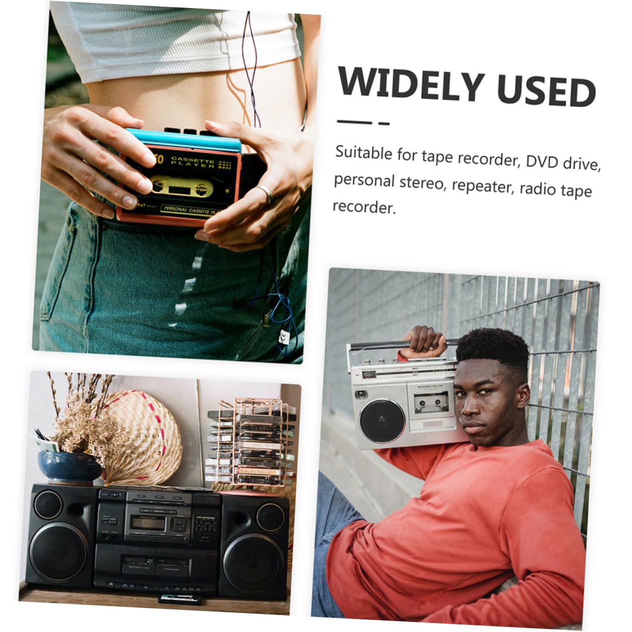 Totority 90pcs Cassette Rubber Belts Cassette Player Belts Replacement 1mm Square Tape Machine for Recorder