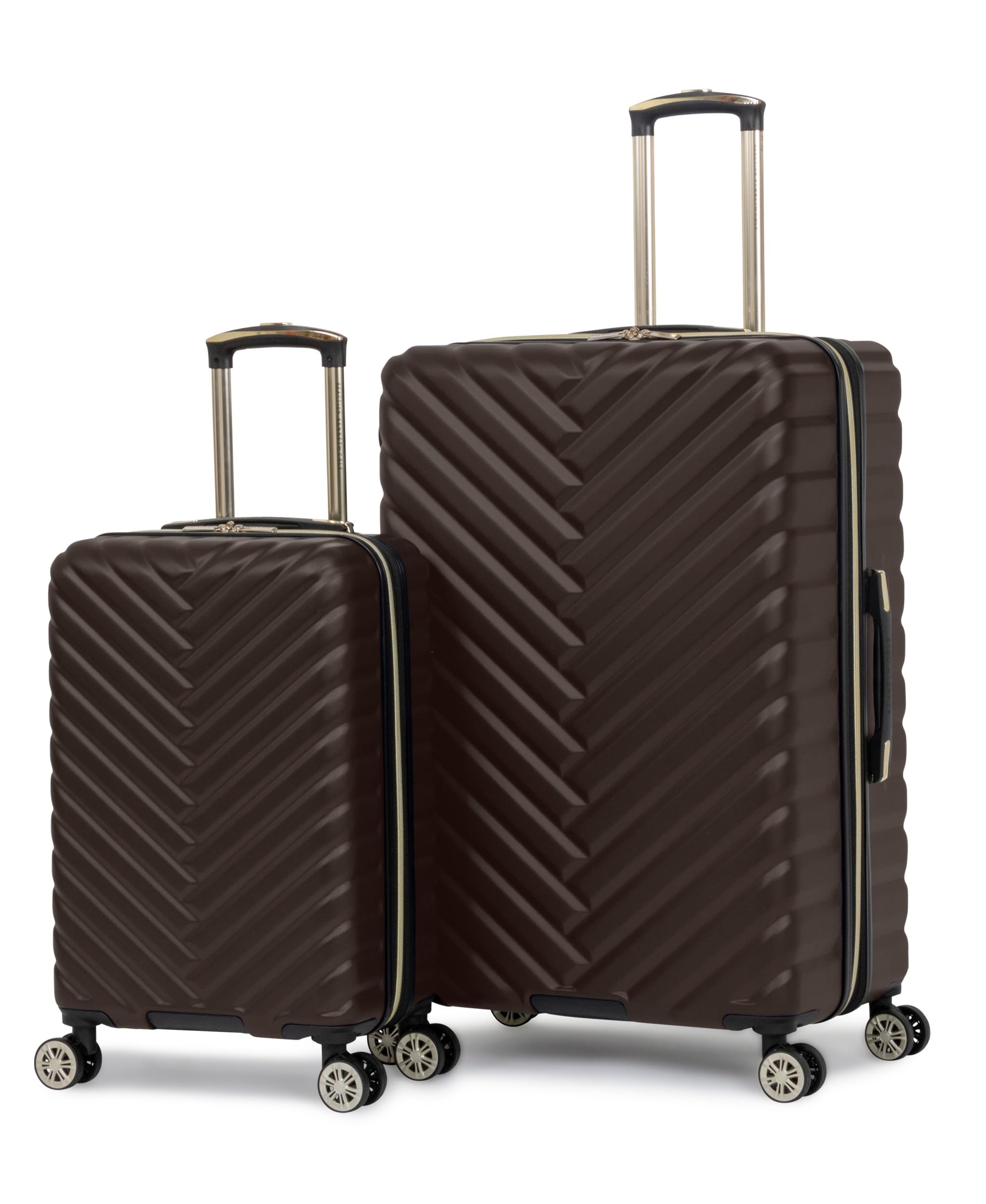 Kenneth Cole REACTION Madison Square Lightweight Hardside Chevron Expandable Spinner Luggage, Chocolate Brown, 2-Piece Set (20" & 28")