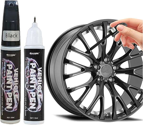 2 Stück Lackstift Auto Silber/Schwarz, Lackstifte für Auto Kratzer Reparatur Lack, Auto-Felgen Kratz Entferner, Reparatur Felgen Kratzer und Farbtropfen an Autos Motorrädern Fahrrädern (Schwarz) - 1