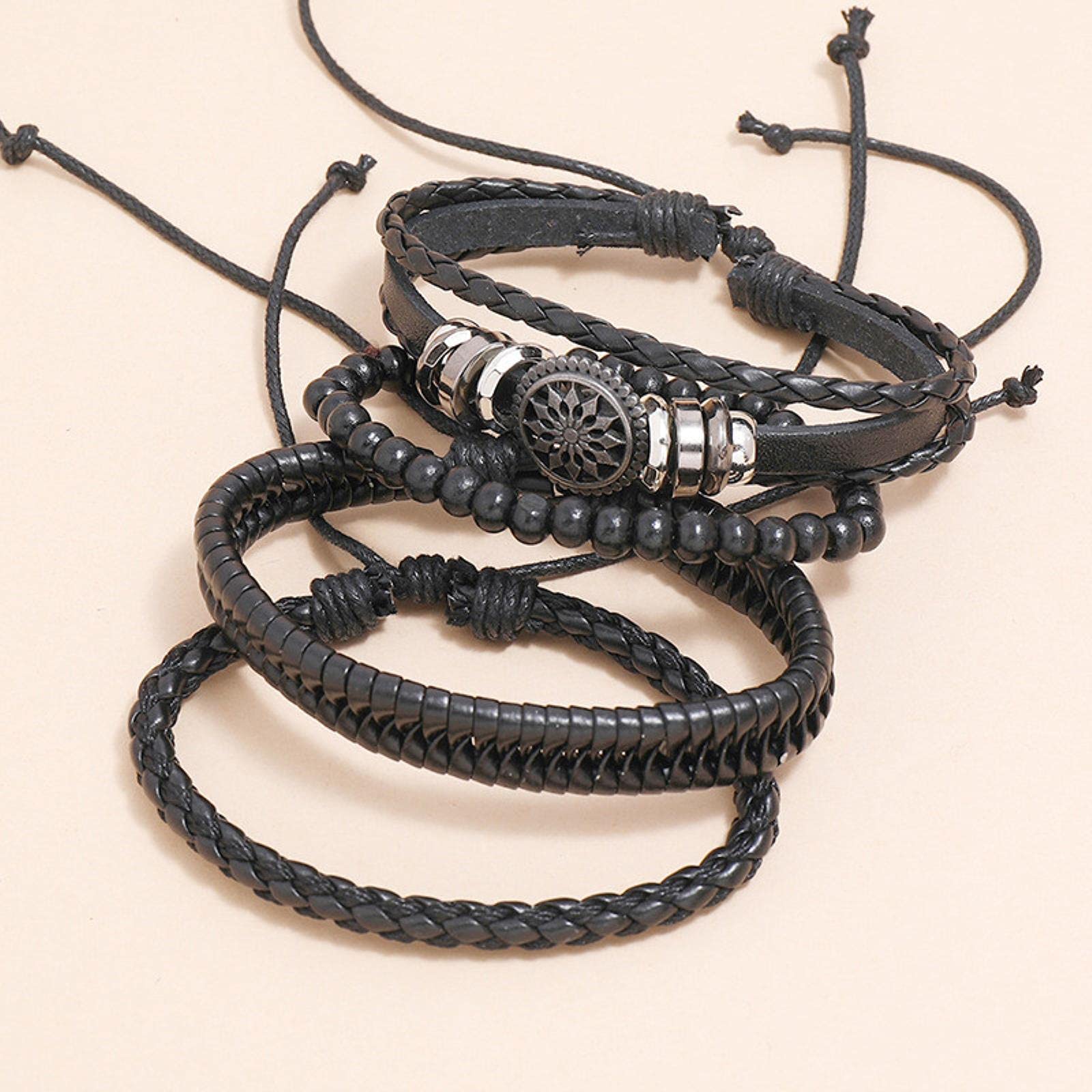 LYGXWJFC Männer Armbänder Vintage Multilayer Leder Geflecht Armbänder Armreifen Handgemachte Seil Wrap Armbänder Männliche Geschenk Schmuck