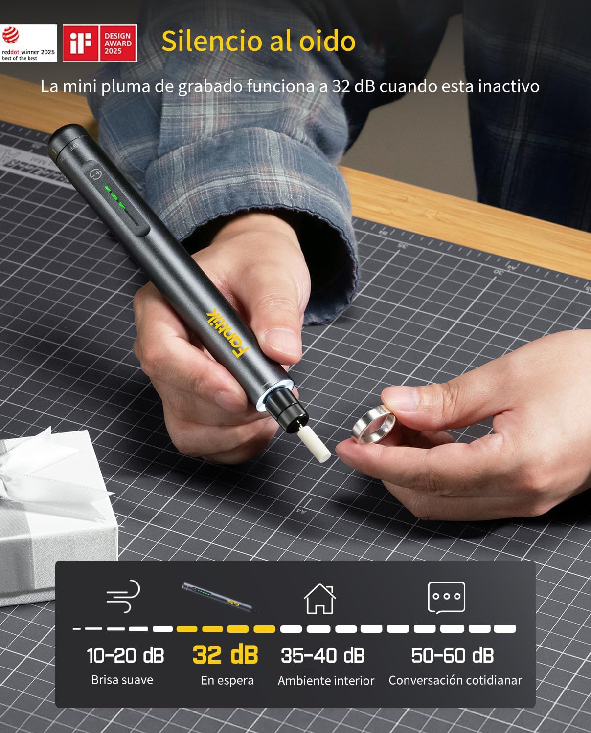 Kit Herramienta Rotativa Inalámbrica Fanttik F2 Master Mini, Motor NeoPulse, 5 Velocidades, 25.000 RPM, 35 Accesorios Con Base Revostor, Grabador, Lijado 3D, Pulido, Perforación y DIY