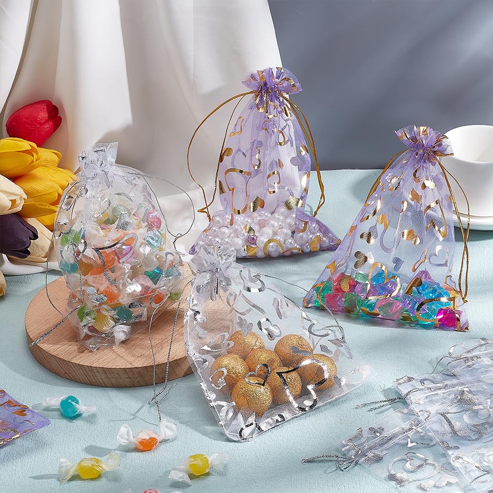 100PCS 4x6 In Sheer Organza Bags,Casewin White Wedding Favor Bags With Drawstring Jewelry Gift Bags For F 1018761 - Foto 5