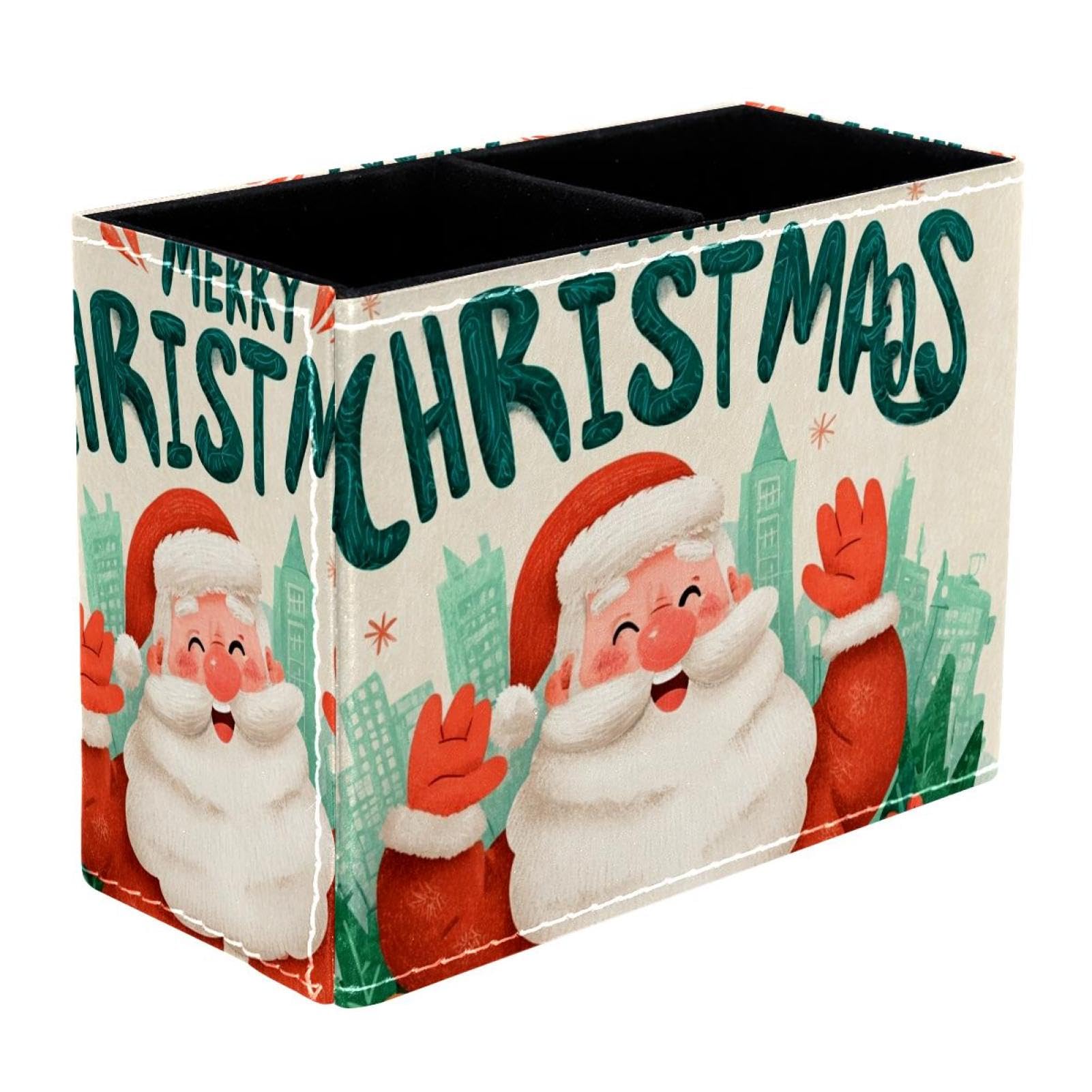 sanfly fish Santa Claus, Merry Christmas Desktop Storage Box Pencil Holder, Stationeries and Desk Supplies Organizer for Home, Office & School