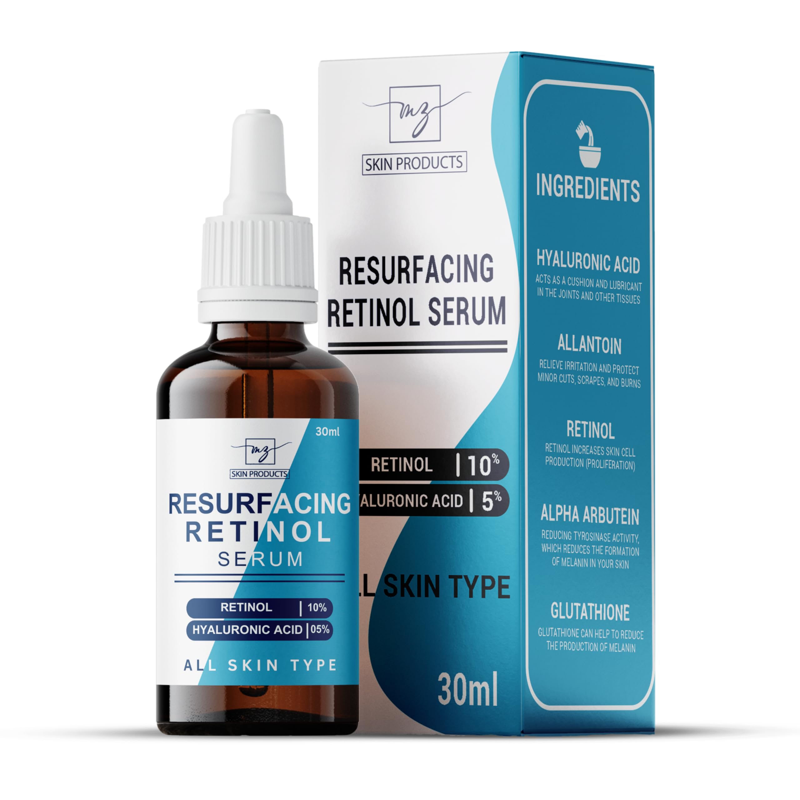 MZ by LISH® Skin Resurfacing 2% Retinol Face Serum with Vitamin E| Retinol Serum for Reducing Aging signs, under Eye-circle, Boost Hydration & Even Skin Tone|30ml