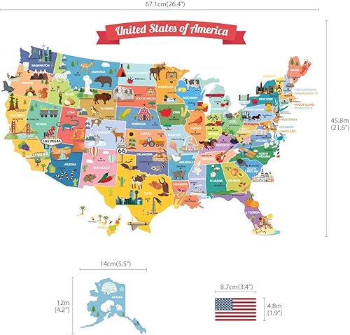 Miniatura 3 de DECOWALL SG2-1906 USA - Calcomanías de pared para niños, calcomanías de pared extraíbles para niños, guardería, dormitorio, sala de estar, decoración
