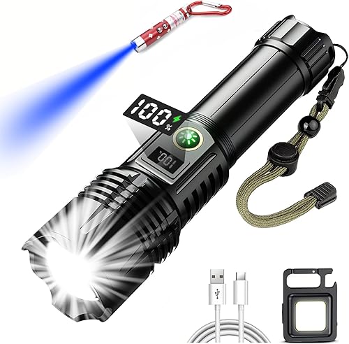 Linternas recargables de alto lúmenes, LED ultra potente, 1000000 lúmenes, linterna táctica súper brillante, luz de flash de mano de alta potencia,