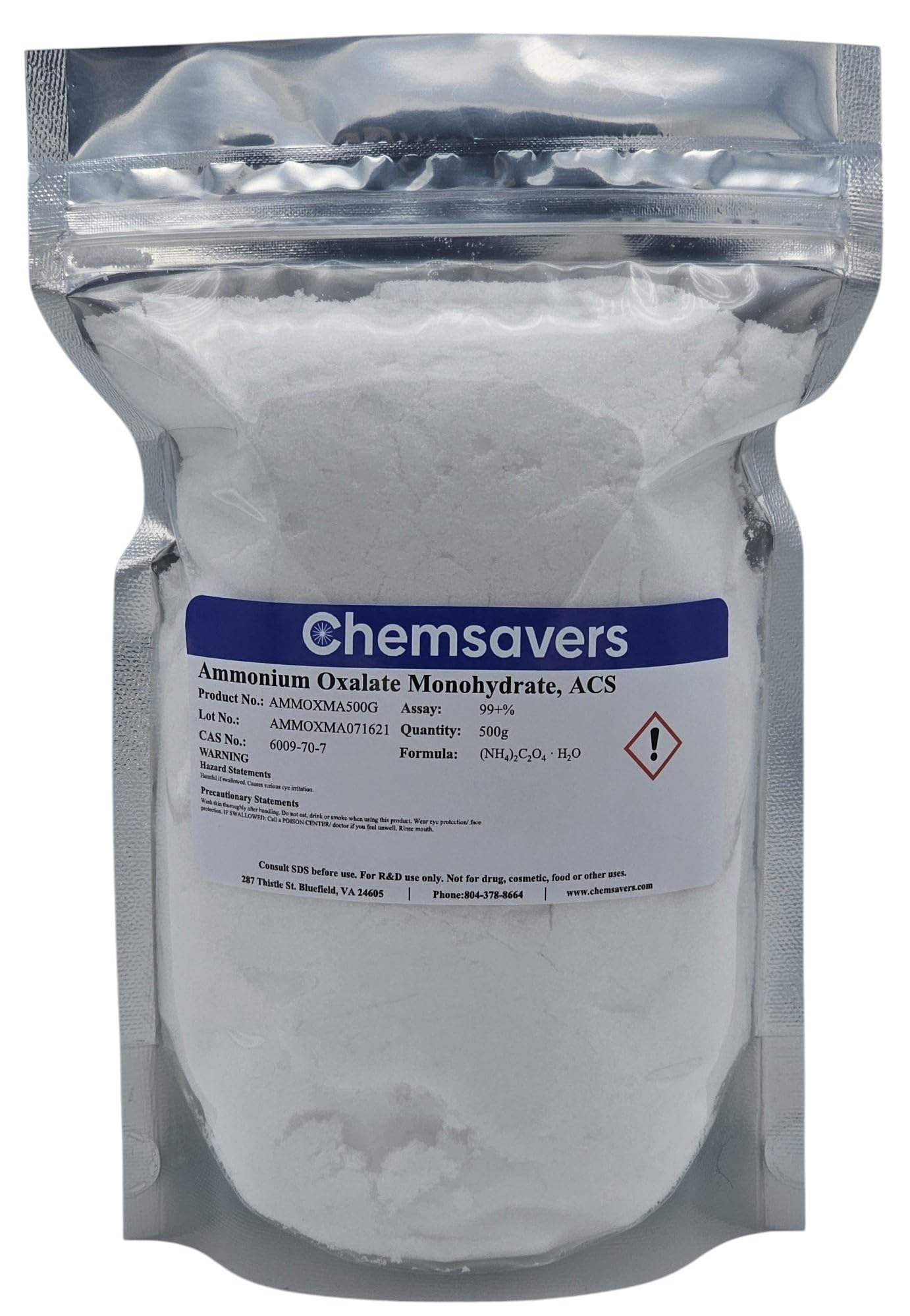 Ammonium Oxalate Monohydrate, ACS, 99+%, 500g