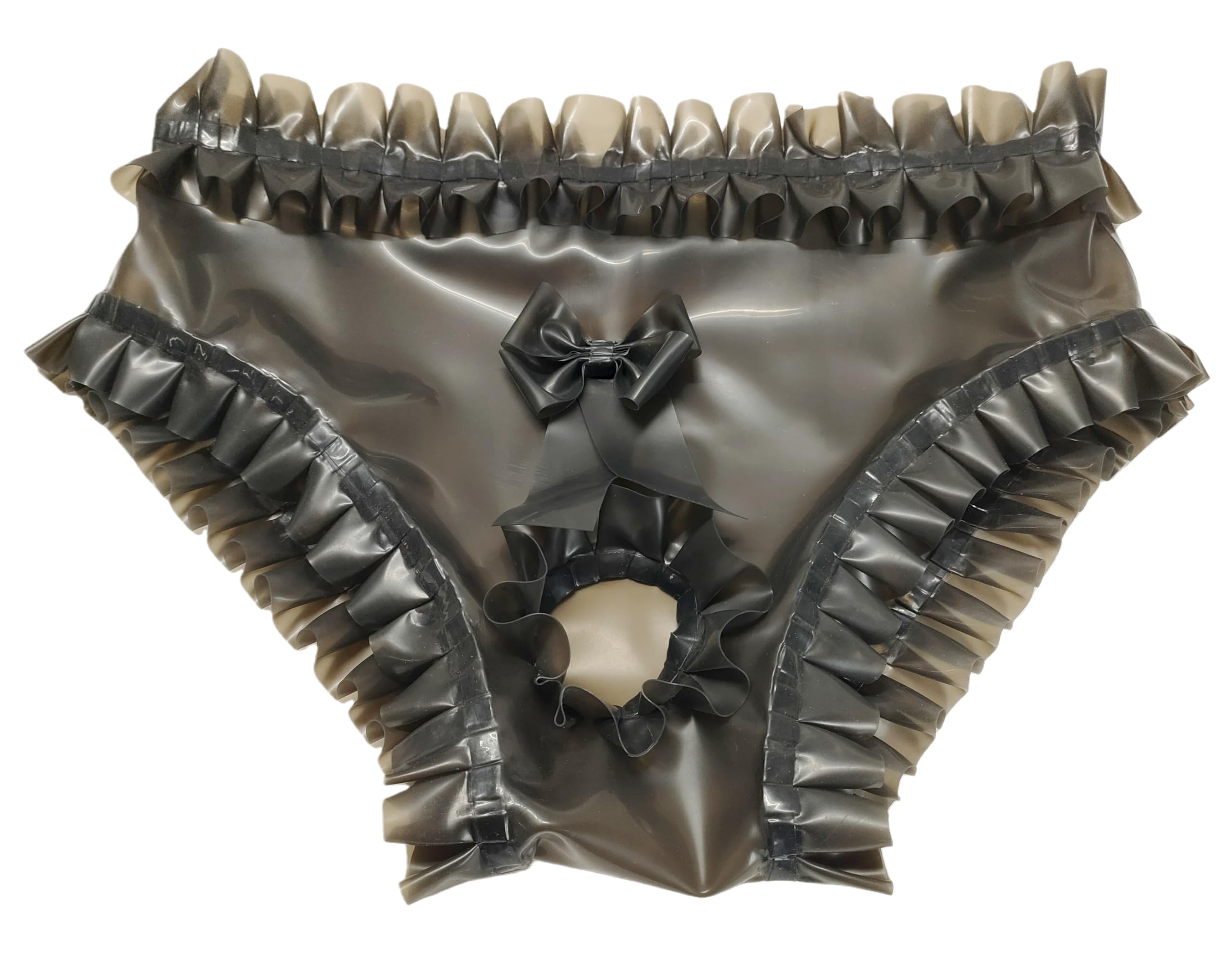Natur Latex Unterwäsche mit Rüschen und Schleife Bondage Shorts Fetisch Cosplay Slip Pants Briefs Sex Spielzeug