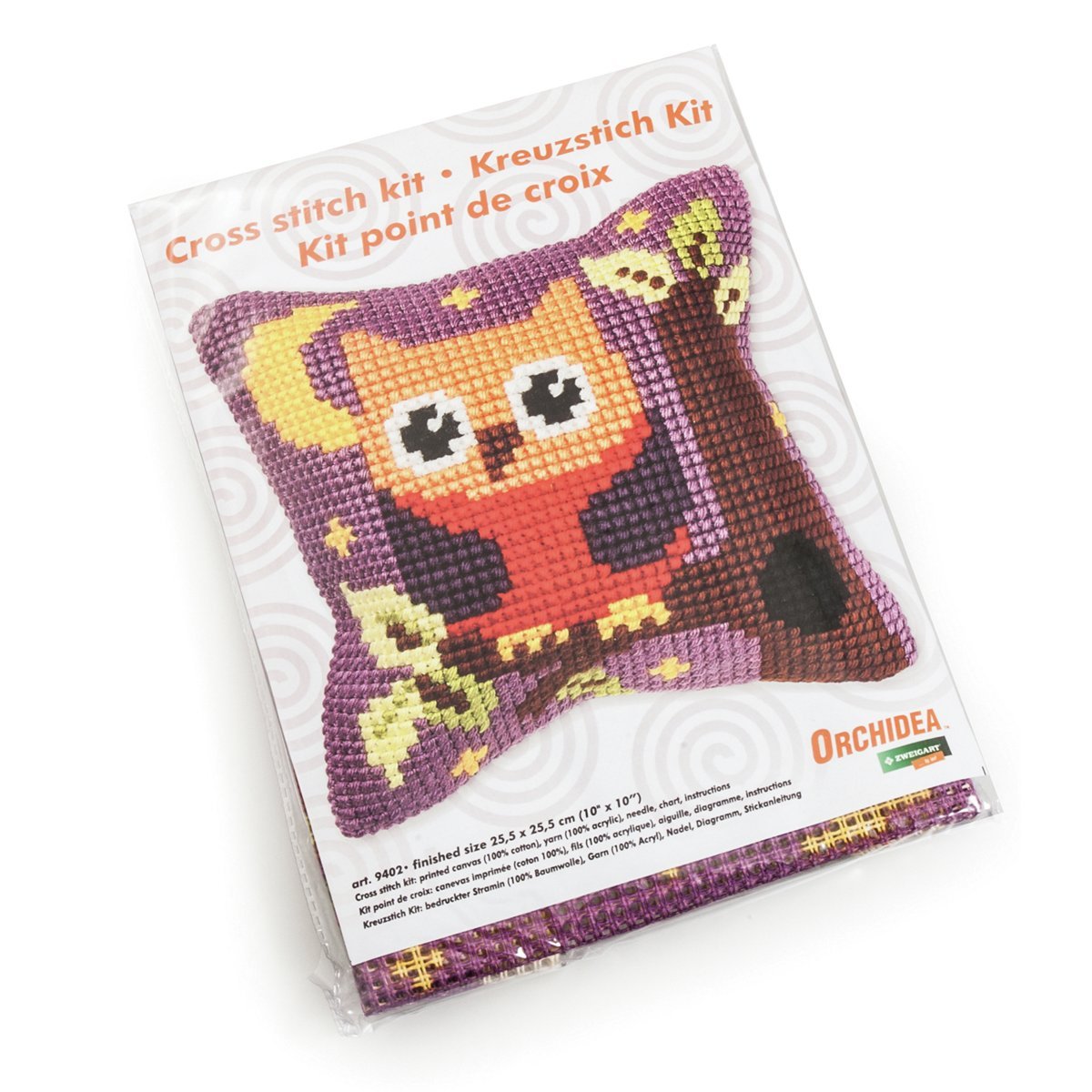 Orchidea Cross Stitch Kit: Cushion: Small: Owl