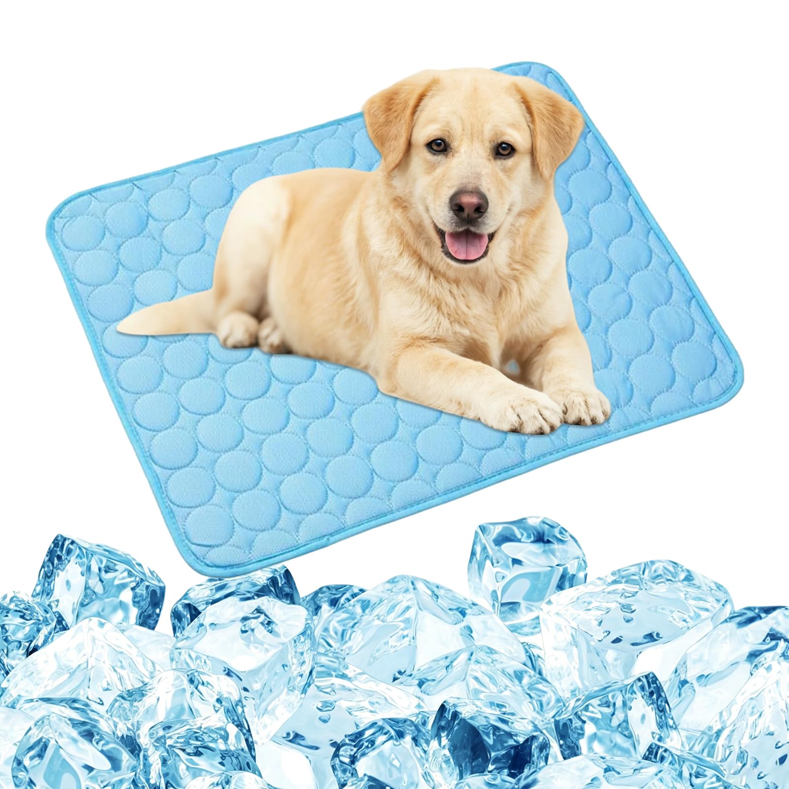 Myluatye Dog Cooling Mat, 1PC Washable Pet Cooling Mat Pad for Dogs and Cats,Reusable Self Cool Ice Silk Pad Summer Dog Ice Pad Pet Supplies,Keep Pets Cool in Summer Indoor Outdoor (Blue S)