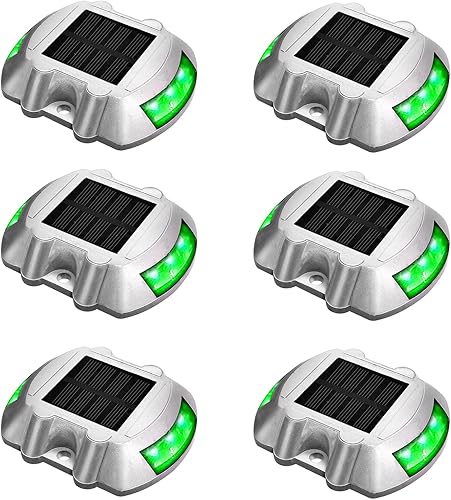 JIGUOOR Luces solares para cubierta, luces LED de entrada, luz solar para exteriores, IP68, impermeables, marcadores de carretera para escalón,