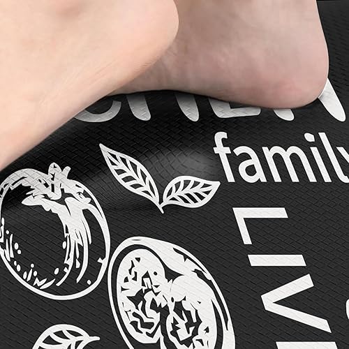 Miniatura 3 de Arttown Juego de 2 tapetes de cocina antifatiga negros con cuchillo y tenedor acolchados, tapete antideslizante impermeable y tapete ergonómico de