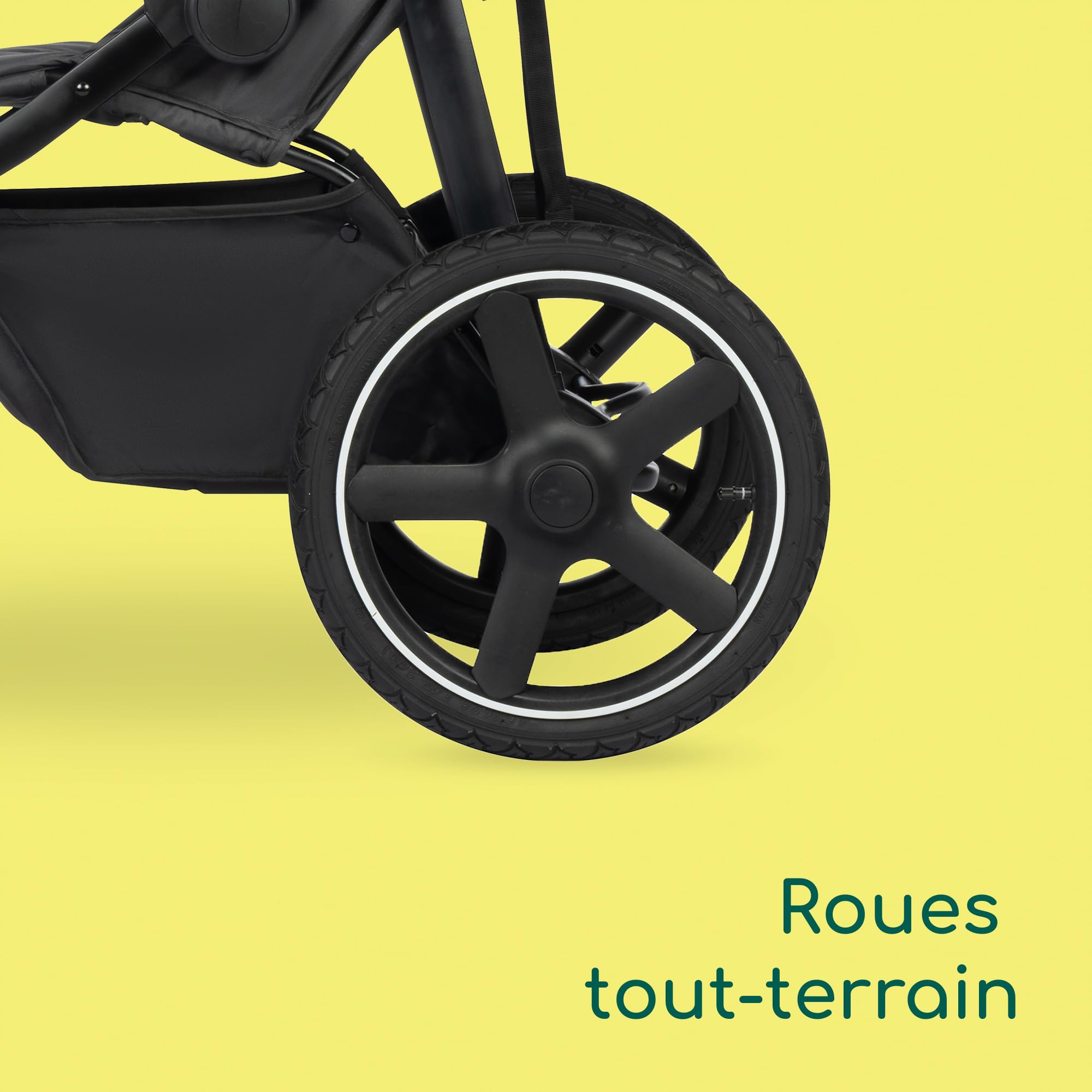 Bebeconfort Cloudy, Poussette Tout Terrain, 0 à 4 ans (22 kg max.), Poussette Canne Bébé Inclinable, Pliage Rapide, Poussette 3 Roues, Guidon Réglable, Panier de Rangement Spacieux, Mineral Graphite