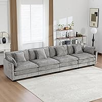 Vista 62 de Sofás seccionales grandes de 115.34" para sala de estar, sofá de pana color camel de asiento profundo de 3 plazas en forma de L, sofá seccional