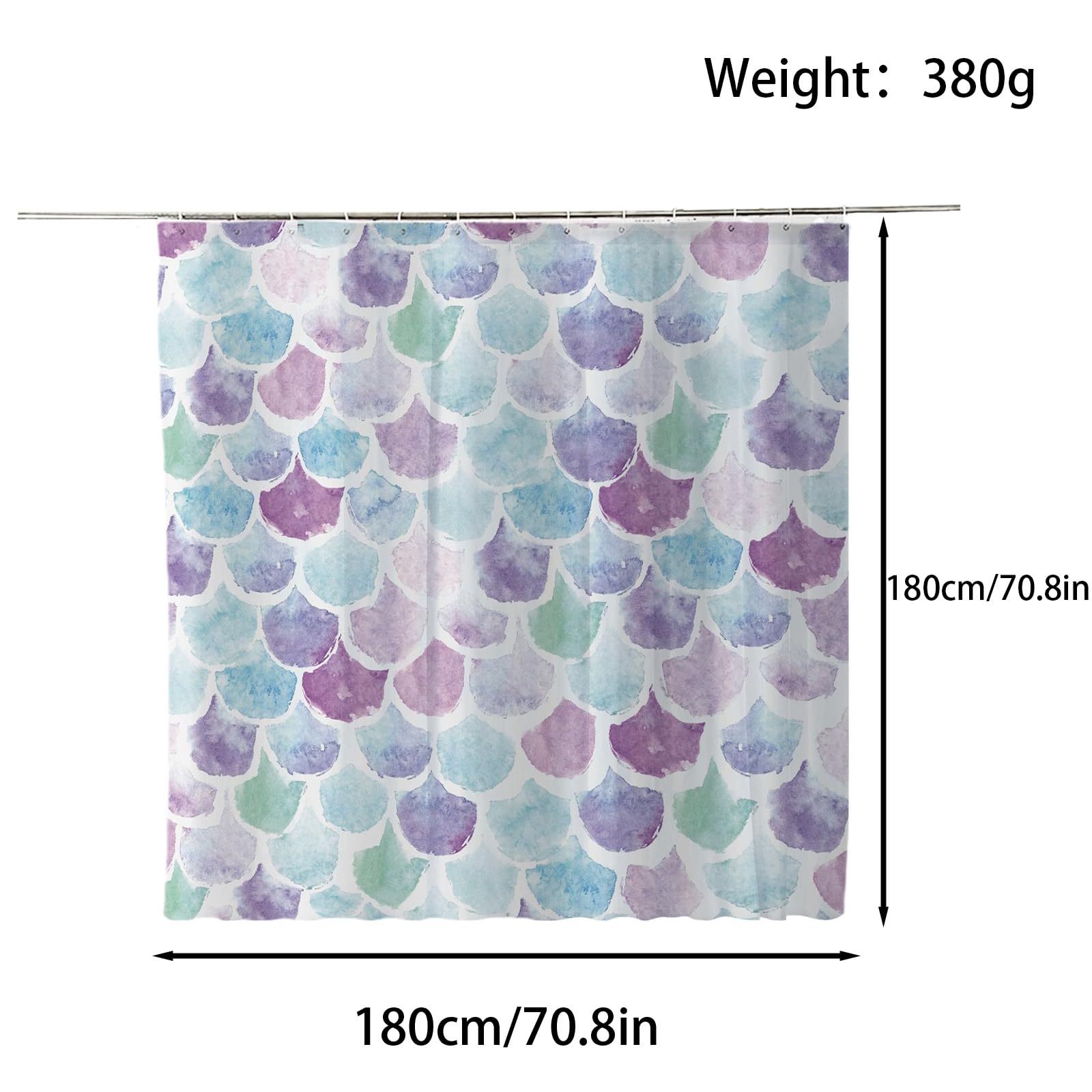 FAIRYGATE Shower Curtains for Bathroom Mould Proof Resistant with 12 Hooks Waterproof Quick-Drying Washable for Wet Room Bath Curtain B8722 - Image 2