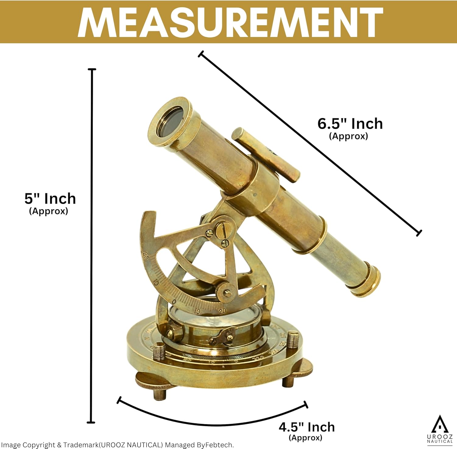 Antique Brass Alidade Compass & Telescope Marine Home/Office Table Decor Antique Survey Transit Telescope Instrument Compass