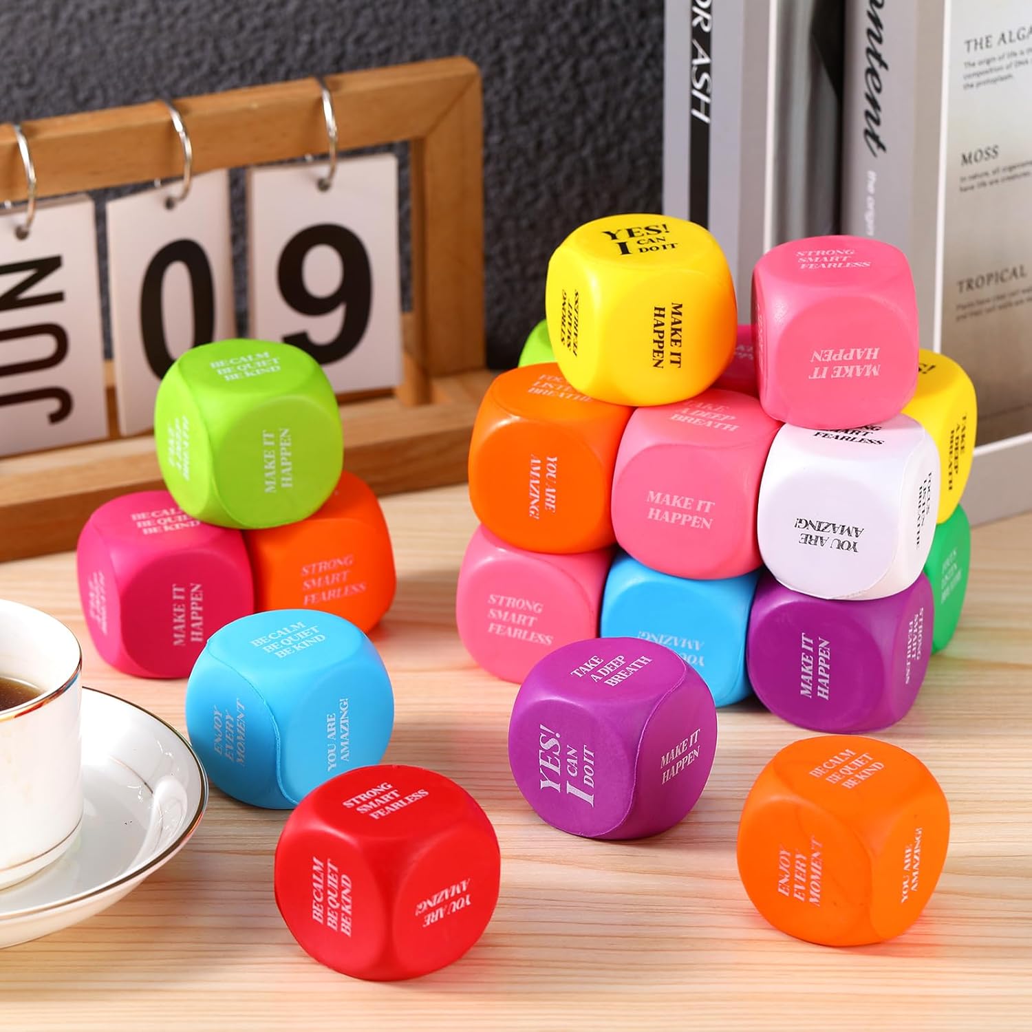 Jerify 100 Pcs Motivational Stress Ball Bulk Quote Inspirational Foam Cubes Balls Stress Relief Employee Appreciation Gift for Coworkers Kids Adult Motivating Encouraging (Cute Colors)