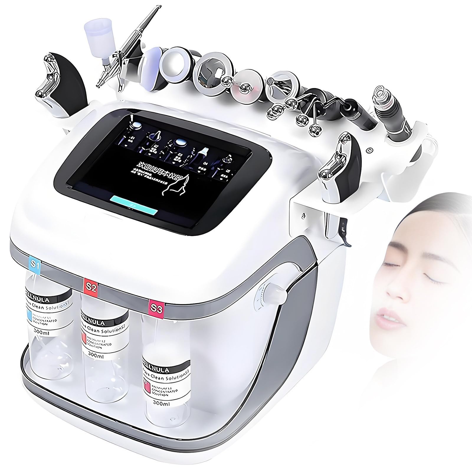 Profesjonalne Urządzenie Do Twarzy 10 W 1,8-Calowy Wyświetlacz LED,Urządzenie Hydra-Facial Z 10 Precyzyjnymi Nakładkami,Narzędzia Do Złuszczania Skóry,Głębokie Oczyszczanie