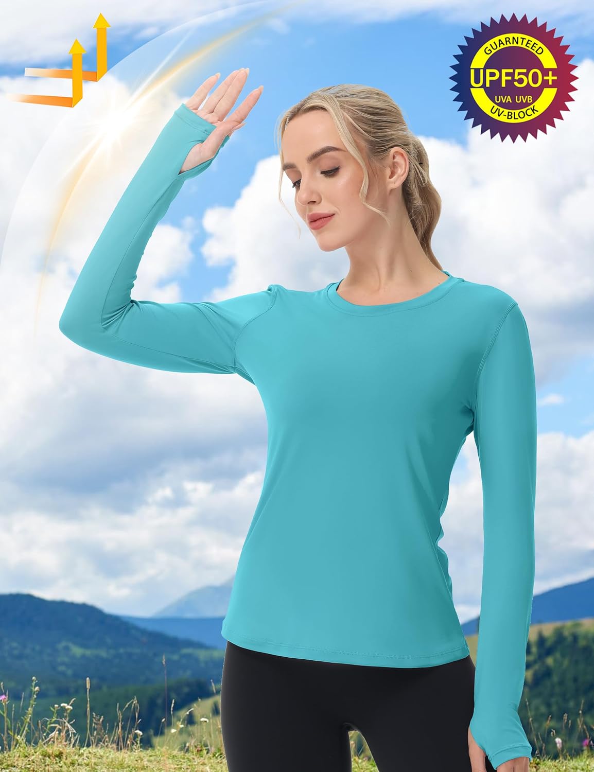 isnowood Women's Sun Protection Long Sleeve Shirts, UPF 50+ UV Rash Guard Swim Clothing, Workout Hiking Running Athletic Tops - Image 5