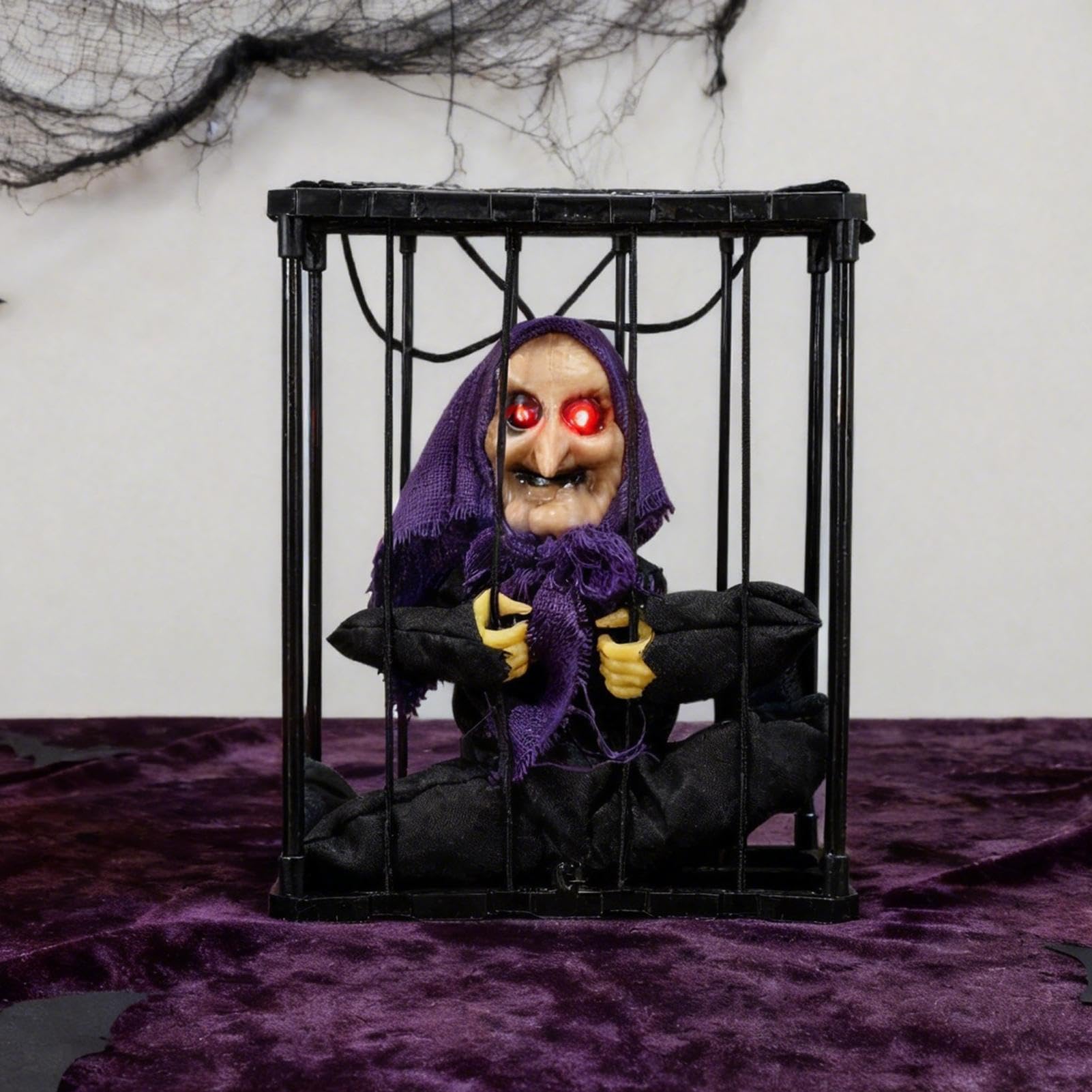 Halloween wiedźma dekoracja straszne świecące oczy efekty dźwiękowe