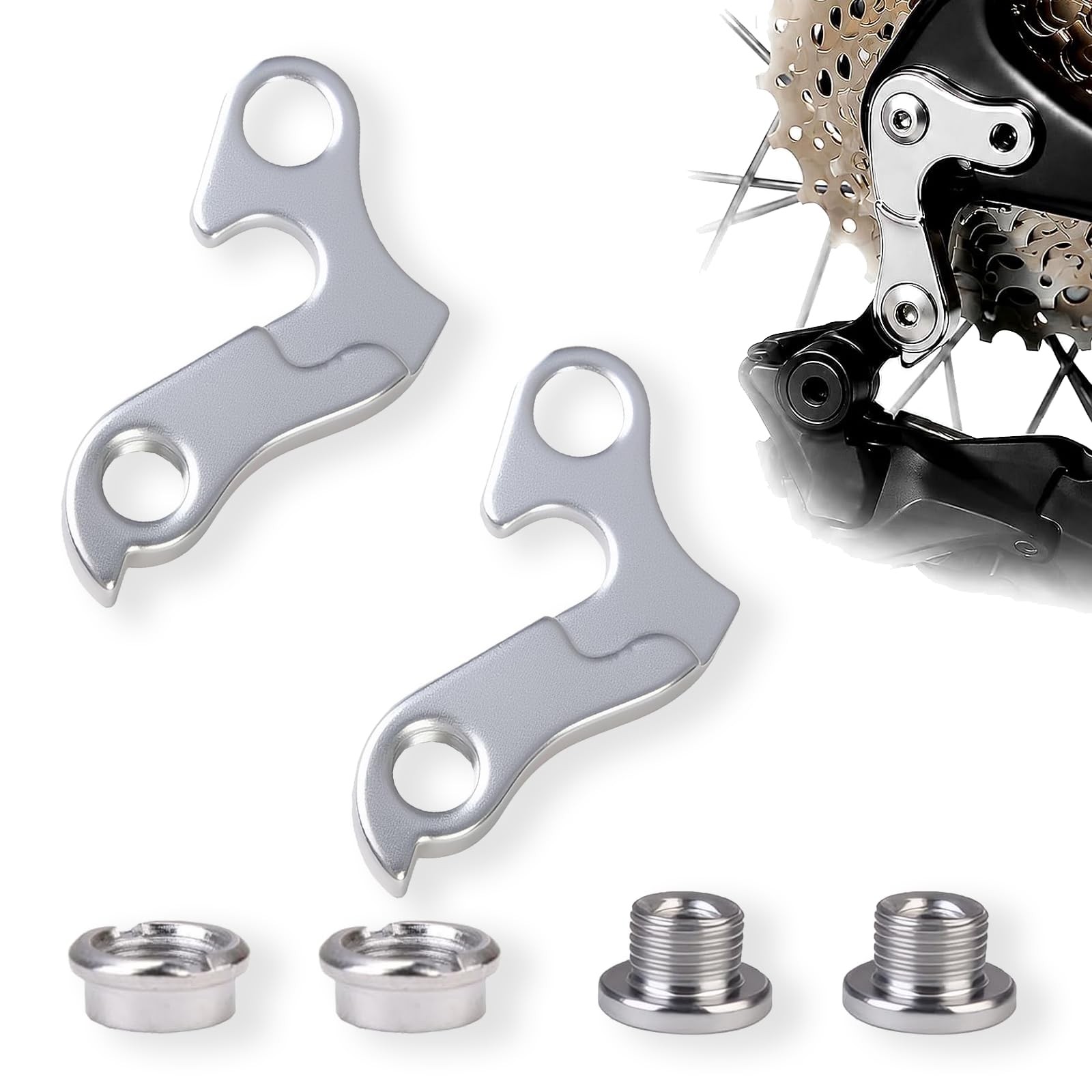 Targonix Rear Derailleur Hanger Set Aluminium Alloy Bike Parts Two Pack Tail Hook Dropout for Mountain Bikes Road Bikes Garage Repair