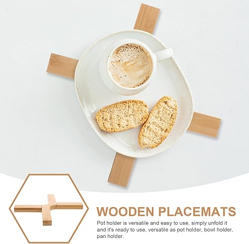 Miniatura 4 de Alfombrilla plegable de bambú para ollas, salvamanteles de madera para platos calientes, salvamanteles plegables de Navidad para platos calientes,
