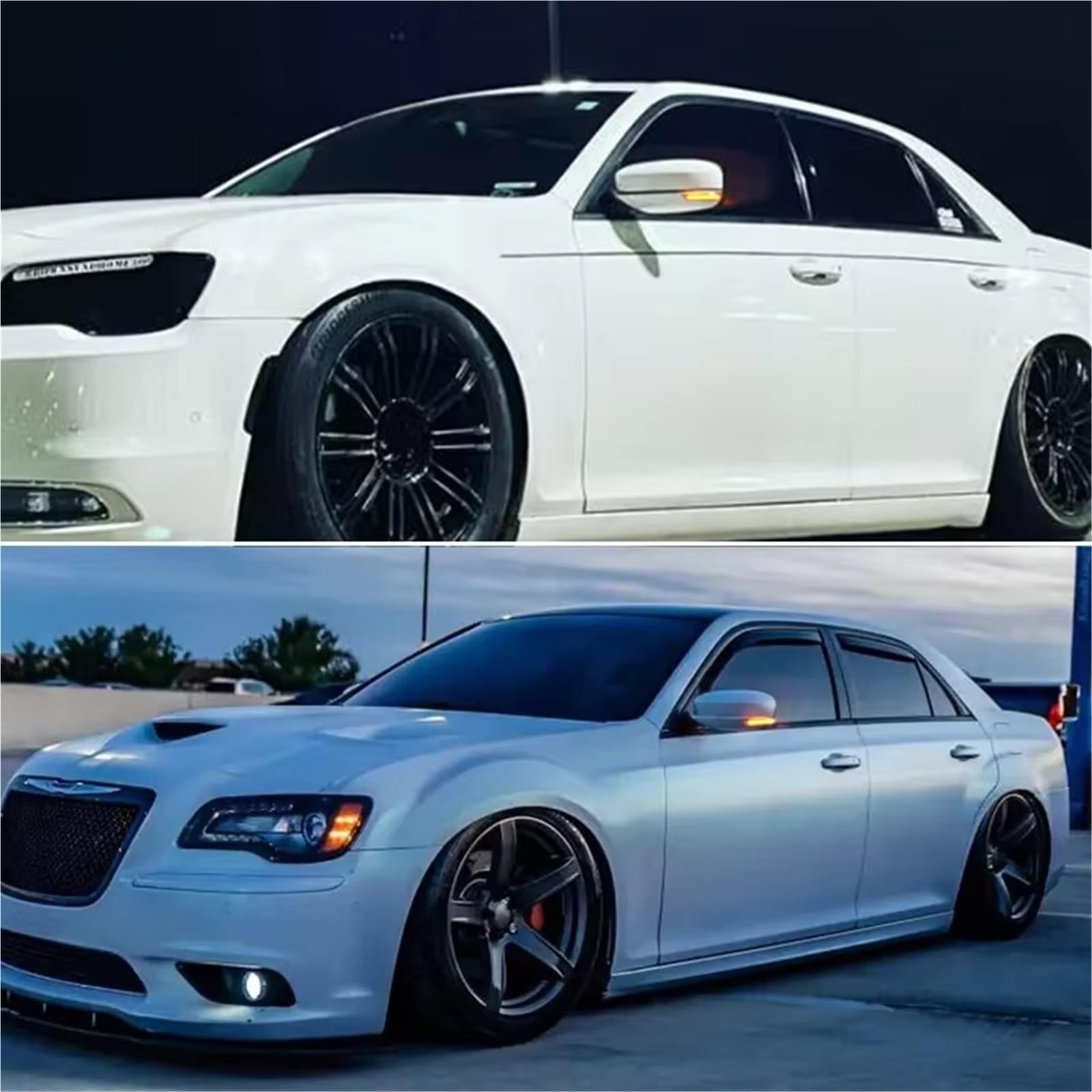 Traseras Piloto Traser Para Chrysler 300 2011-2020 Luces Indicadoras De Espejo Retrovisor Lateral Delantero LED Ámbar Secuenciales Intermitentes 12 V(Clear Lens)