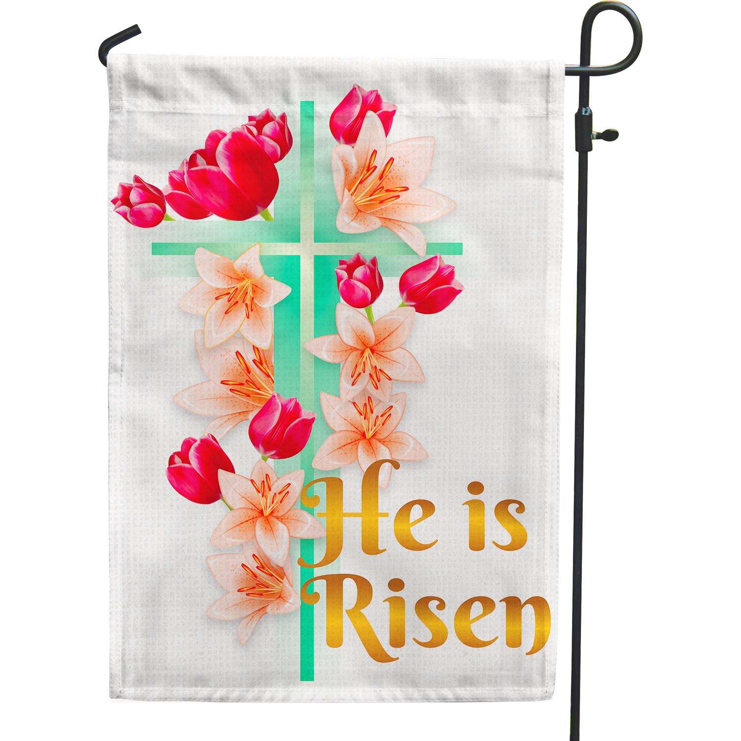 Heyfibro Oster-Gartenflagge 'He Is Risen' – Doppelseitig, 30,5x45,7 Cm, Aus Jute