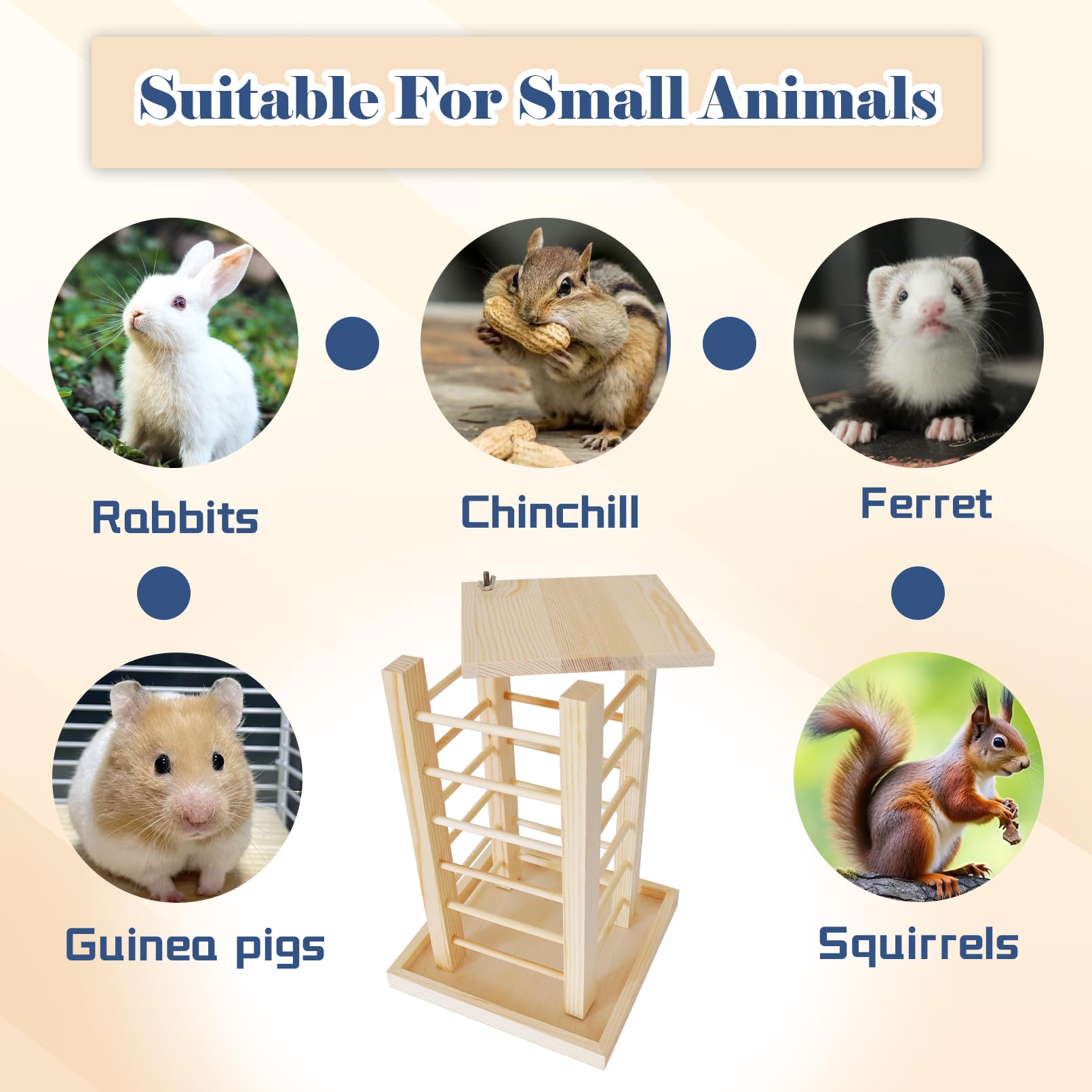 Rabbit Hay Feeder Wooden Bunny Hay Rack Guinea Pig Feeding Manger Standing Rabbits Grass Holder Small Animals Less Waste Food Dispenser for Chinchillas Hamsters Bunnies Gerbil - image 6