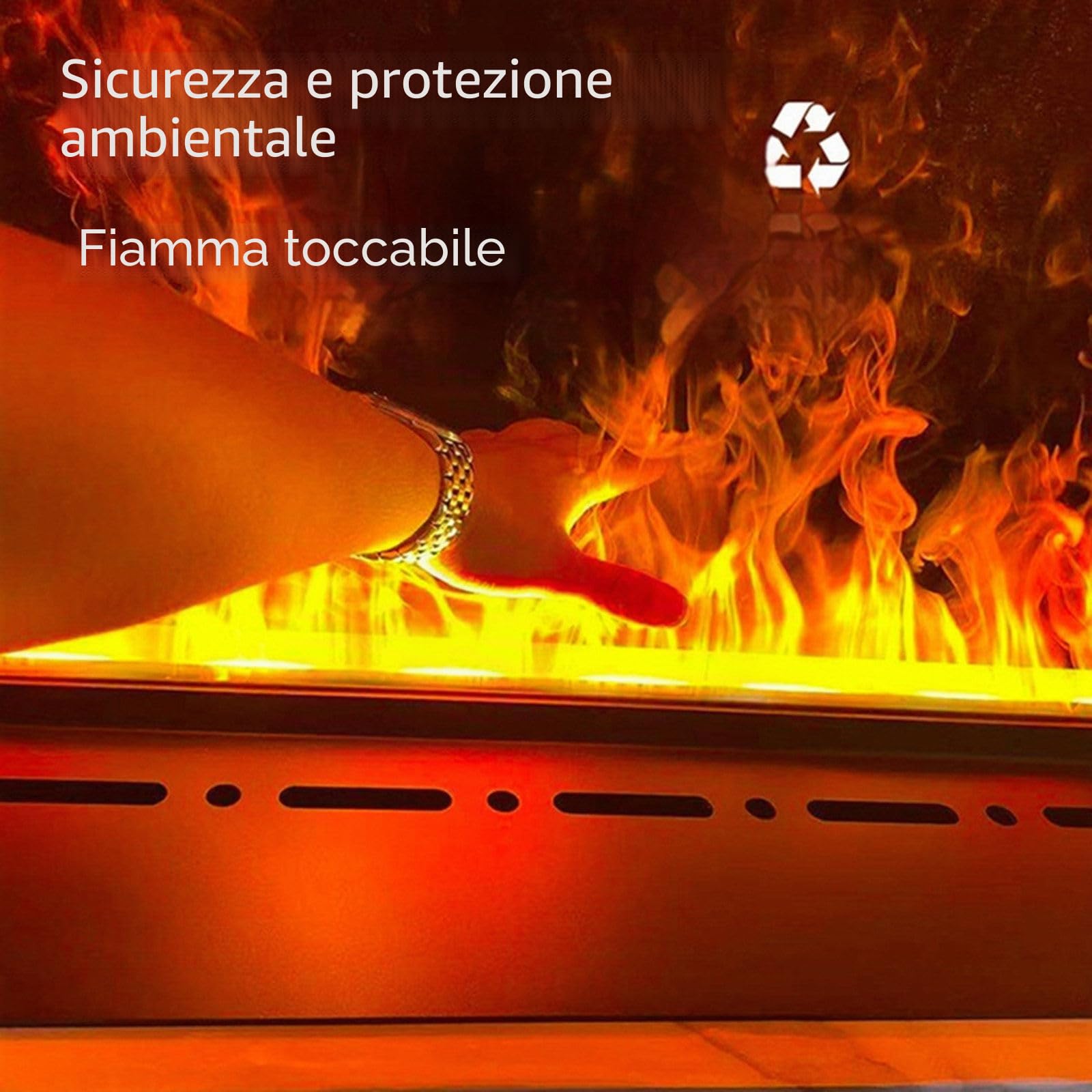 Camino A Vapore Acqueo 3D con Telecomando, Touch Screen E Umidificatore, Riempimento Automatico dell'Acqua, Fiamma Atomizzata Realistica, Design da Incasso-180cm/70.87in