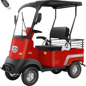 Electric Mobility Scooter for Adults, 800W Motor 12mph Max Speed, Elderly Commuting Car with Adjustable Seat Handle and Storage Box, All Terrain TravelRed,LITHIUM-800W+60V30AH
