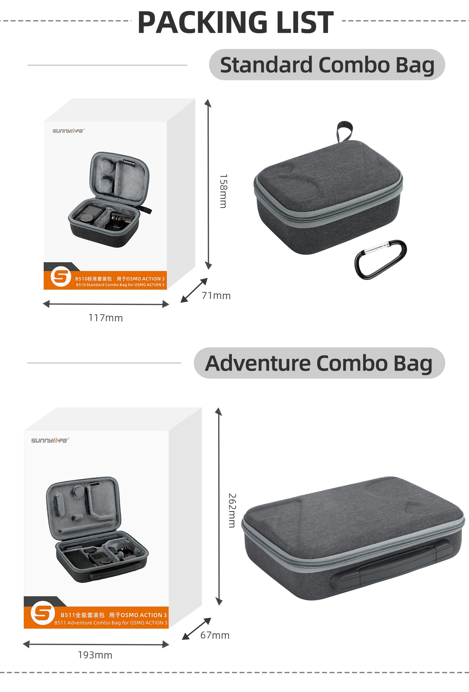 Custodia per DJI Osmo Action 5 Pro Action 4 Action 3 Combo Accessori Custodia Protettiva Anti Graffio Anti Shock, Per Osmo Action 5/4/3 Standard Combo