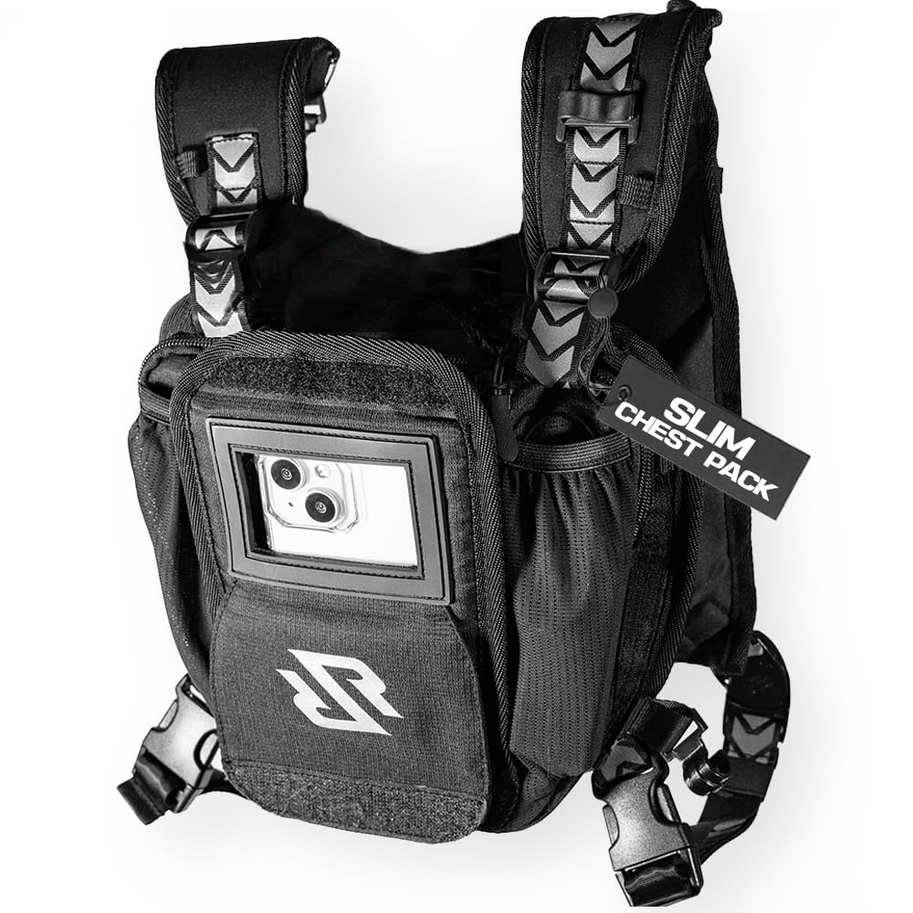 RaveRunner® Ski & Snowboard Chest Pack – Ski Chest Pack & Snowboard Chest Pack for Men, Black Reflective, L, Nowboard Chest Pack for Men | Chest Pack for Skiing & Snowboarding With Hydration Sleeve