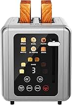 WHALL Touch Screen Toaster 2 Slice, Stainless Steel Digital Timer Toasters with Sound Function, Smart Extra Wide Slots Toaster with Bagel, Cancel, Defrost (silver)