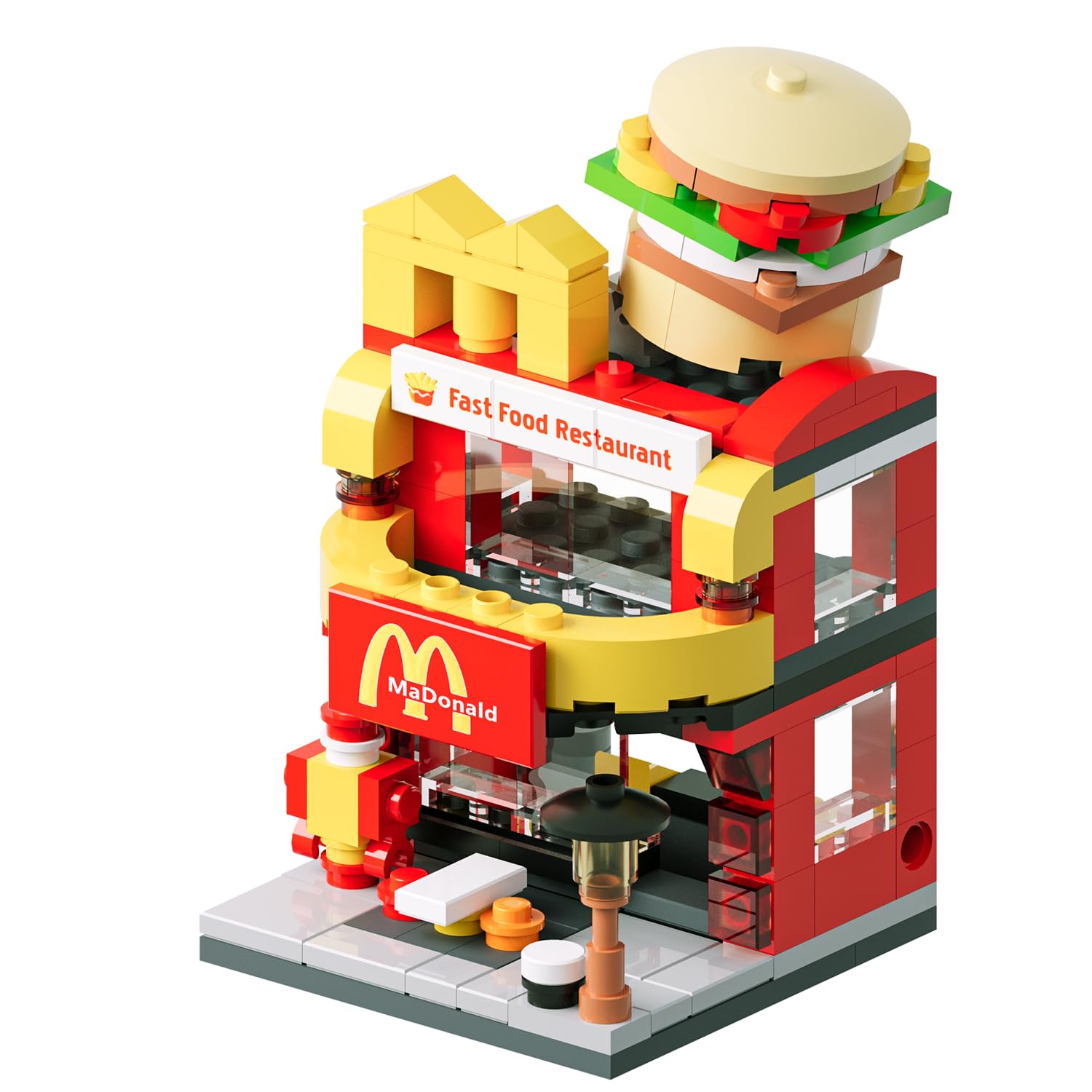 Bydeas Building Block Mini City Burger House Playset Compatible